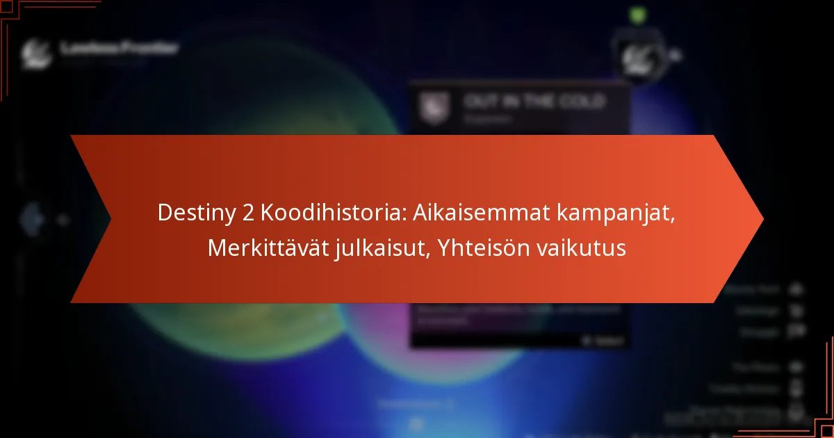 Destiny 2 Koodihistoria: Aikaisemmat kampanjat, Merkittävät julkaisut, Yhteisön vaikutus
